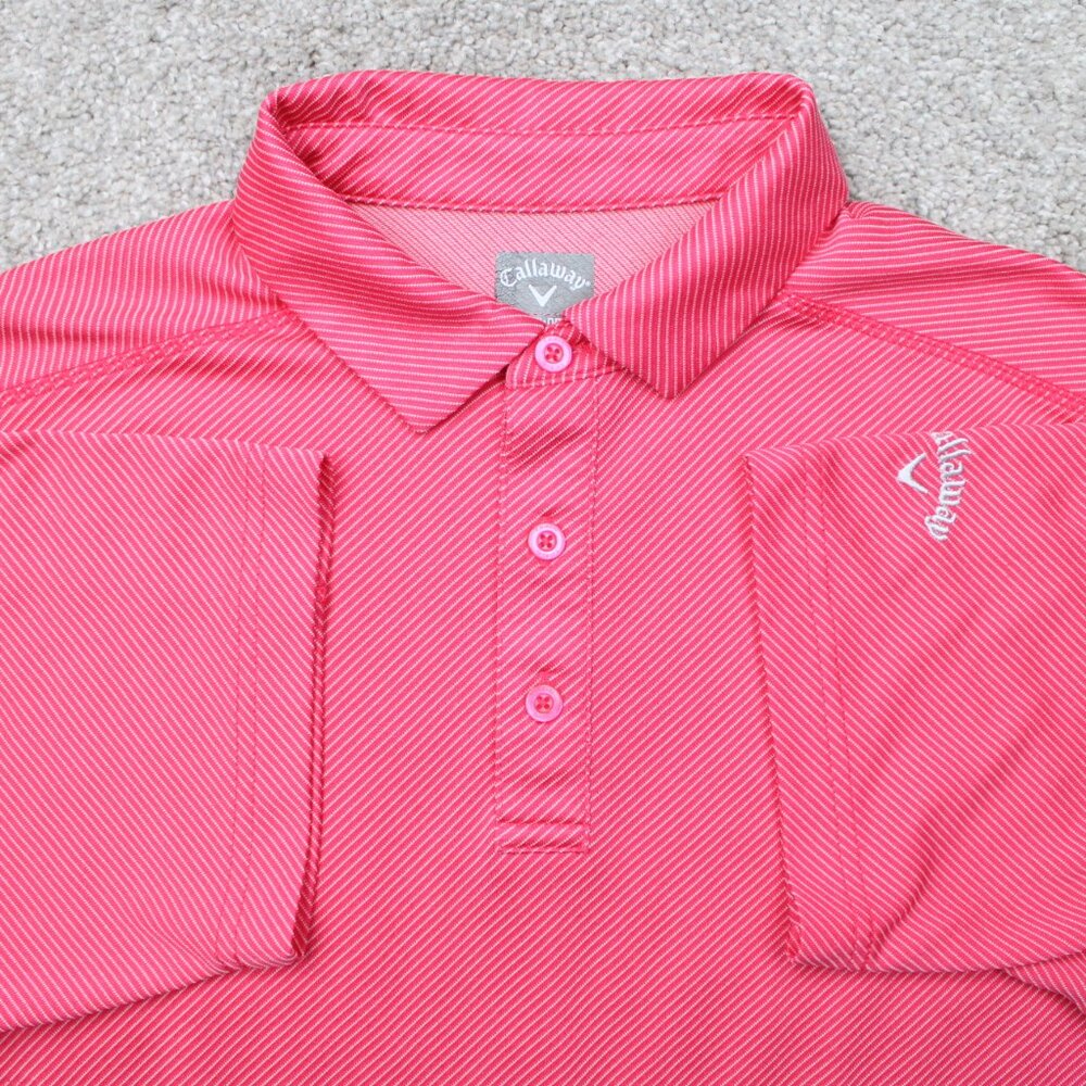 Callaway Polo Shirt Men Large Pink Opti-Dri Polyester Golf Short Sleeve Pullover